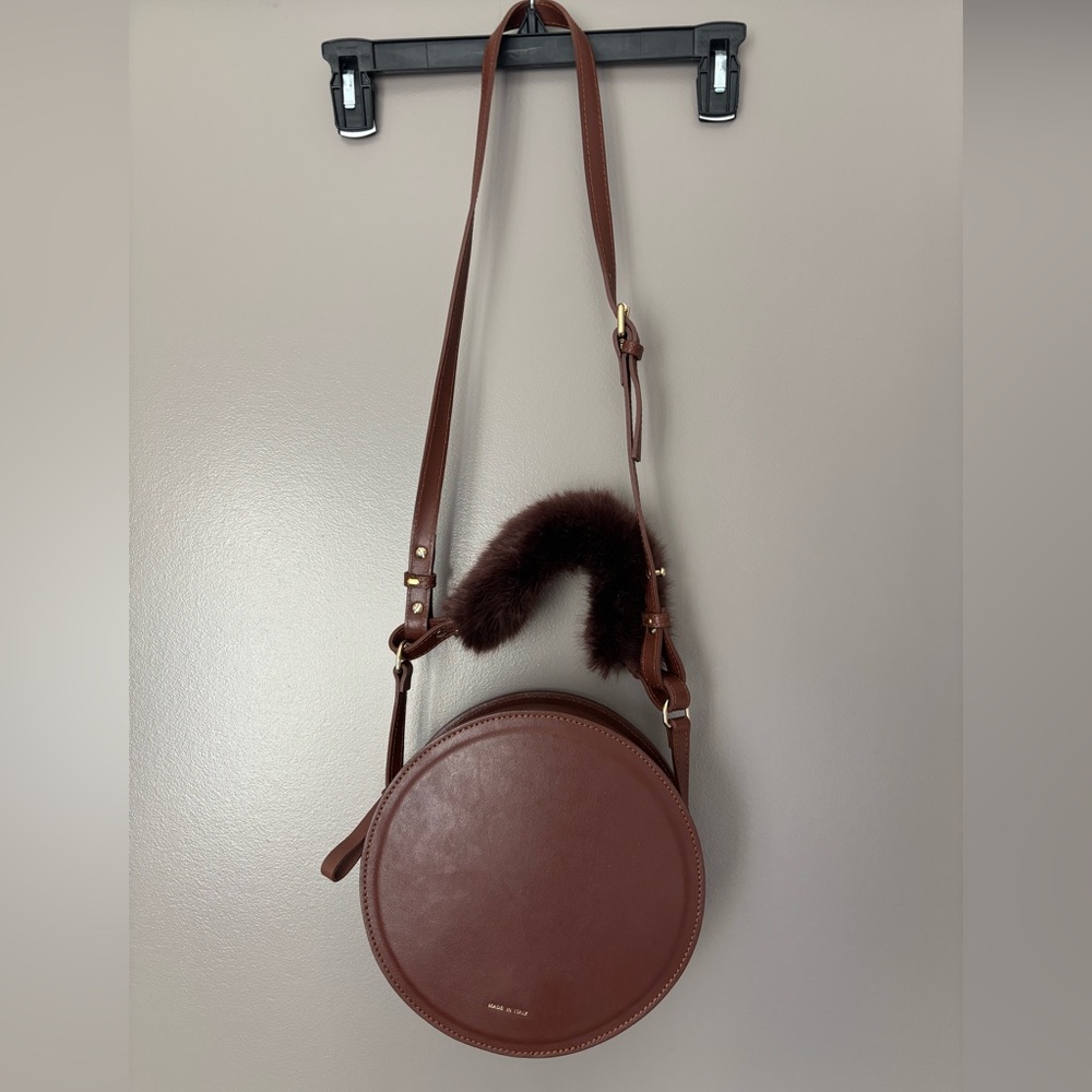 Marinella Brown Leather Round BOHO convertible crossbody convertible handbag